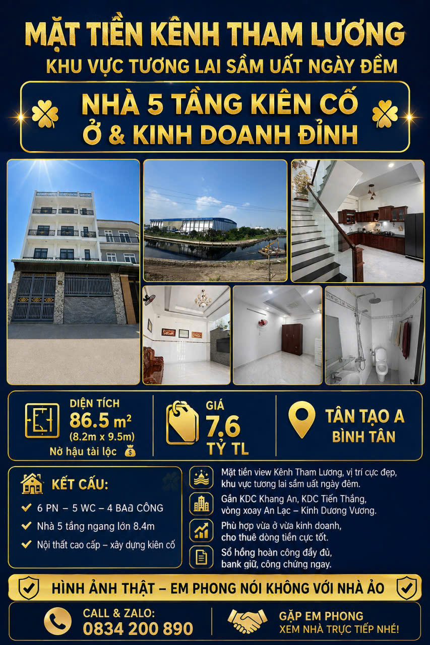 MẶT TIỀN KÊNH THAM LƯƠNG – KHU VỰC TƯƠNG LAI SẦM UẤT NGÀY ĐÊM